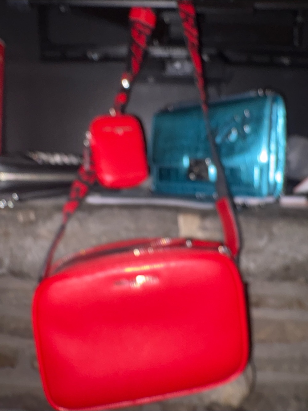 Karl Lagerfeld Red Crossbody Bag with Removable Mini Pouch